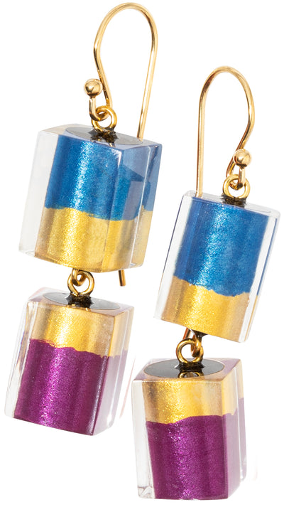 PRUE by ZSISKA Prue's Bliss Earrings — Striped cube, purple