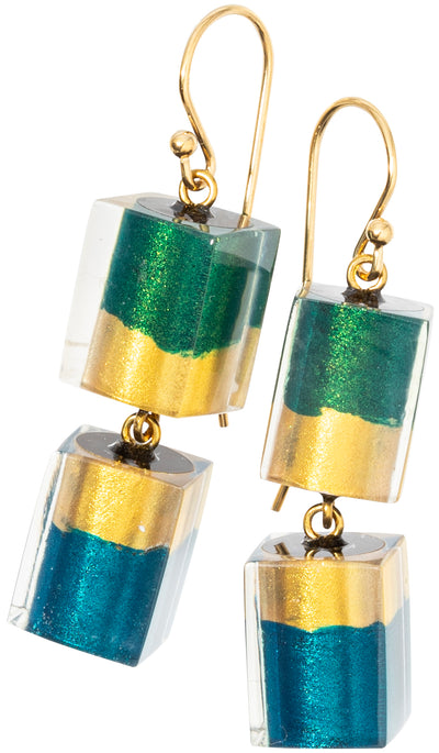 PRUE by ZSISKA Prue's Bliss Earrings — Striped cube, green