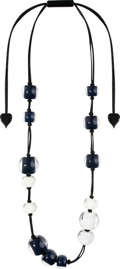 ZSISKA Design Colourful Beads 14-Bead Necklace - Ivory & Navy