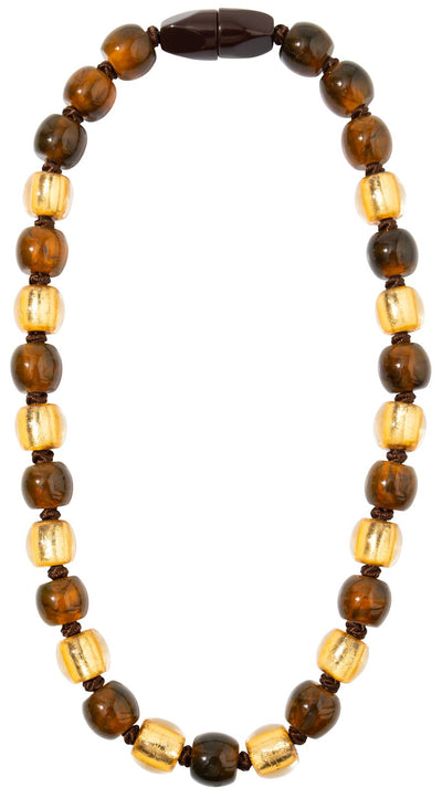 ZSISKA DESIGN Radiance 29-Bead Magnet Necklace — Amber Tiger & Gold Foil