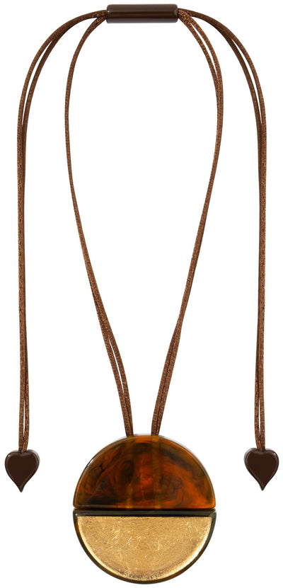 ZSISKA DESIGN Radiance 2-Bead Adjustable Pendant — Amber Tiger & Gold Foil