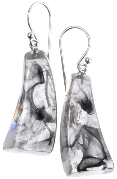 ZSISKA DESIGN Emocion 1-Bead Adjustable Earrings — Grey Marble