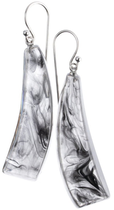 ZSISKA DESIGN Emocion 1-Bead Adjustable Earrings — Grey Marble