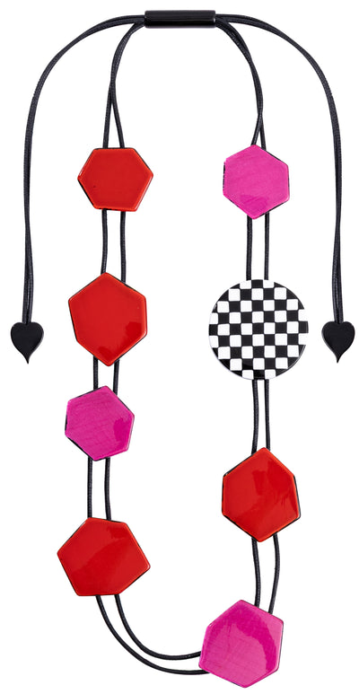 PRUE by ZSISKA Checkmate 8-Bead Necklace - Crimson & Rose