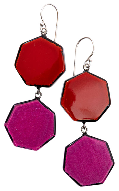 PRUE by ZSISKA Checkmate 2-Bead Earrings - Crimson & Rose