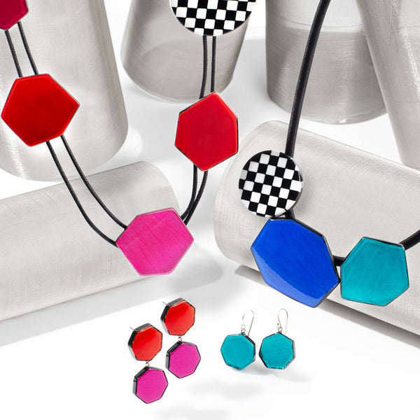 CHECKMATE collection by PRUE by ZSISKA - geometric shapes with checkerboard motif