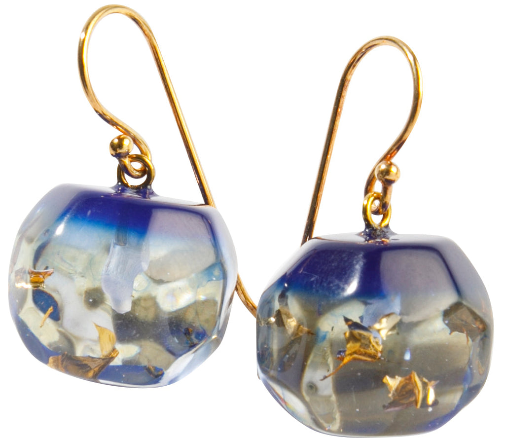 BLISS by ZSISKA - EARRING in Blue facet with gold flakes - GLITZ Series