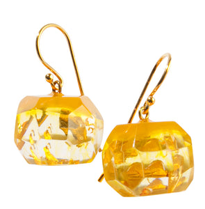 BLISS by ZSISKA - EARRING in Amber facet with gold flakes - GLITZ Series