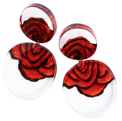 ZSISKA Design Rosette 2-Bead Earrings - Crimson