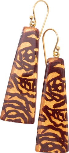 ZSISKA DESIGN Autumn 1-Bead Short Hook Earrings — Metallic Copper Maroon