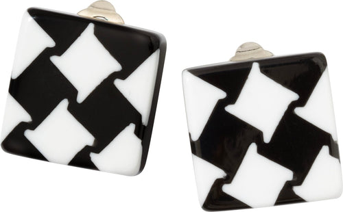 ZSISKA DESIGN November 1-Bead Pin Earrings — White/Black