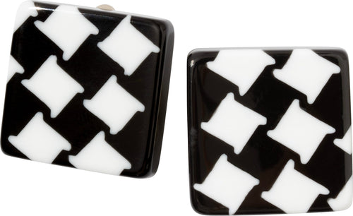 ZSISKA DESIGN November 1-Bead Clip Earrings — White/Black