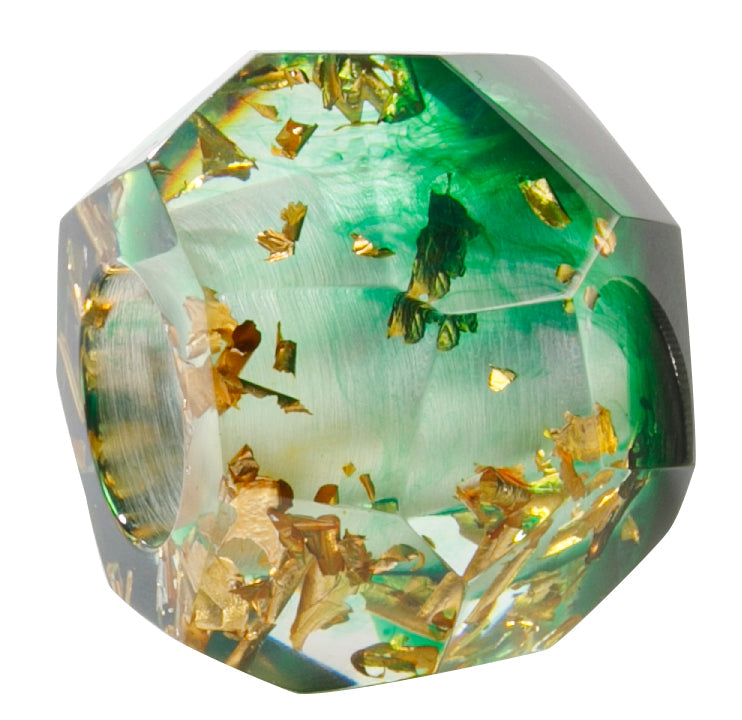 BLISS BY ZSISKA - BLISS BEAD - GLITZ - FACETED TRANSLUCENT GREEN WITH GOLD FLAKES