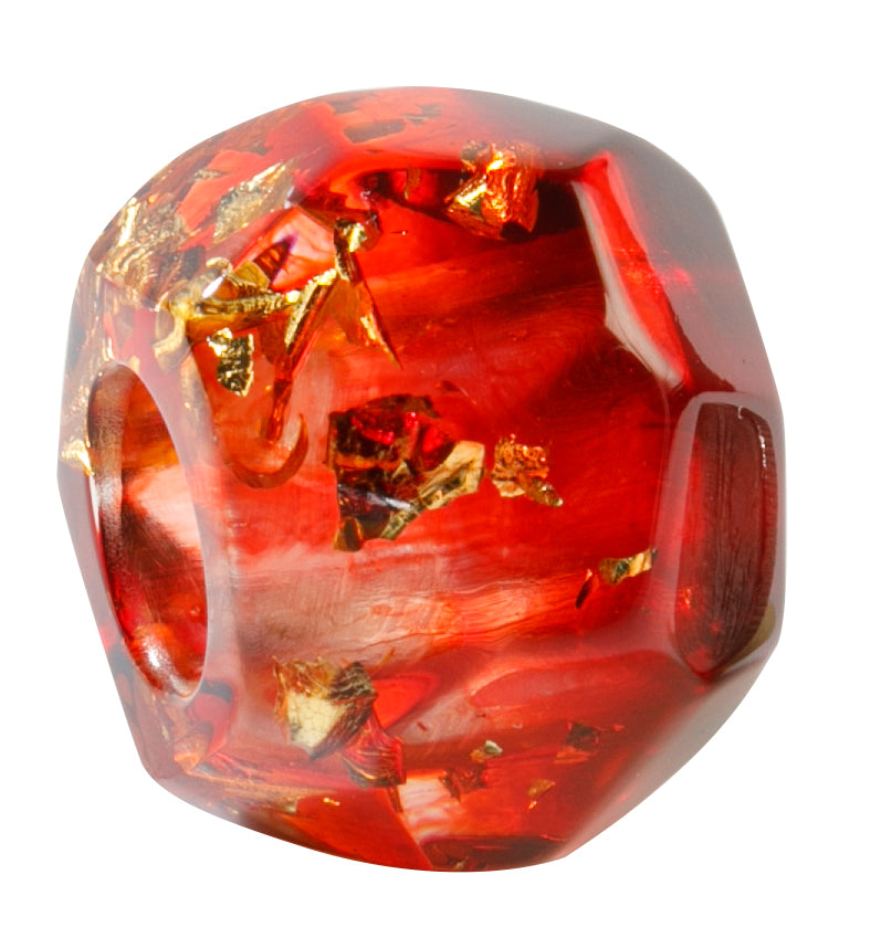 BLISS BY ZSISKA - BLISS BEAD - GLITZ - FACETED TRANSLUCENT RED WITH GOLD FLAKES