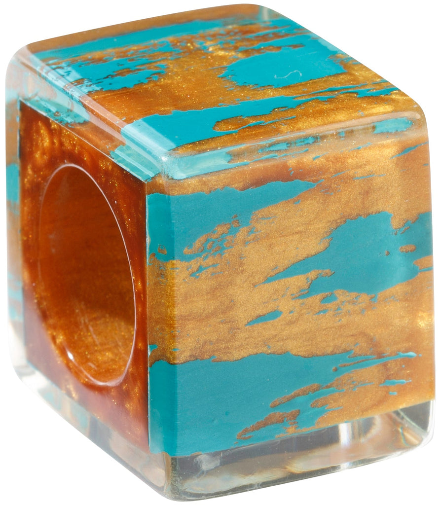 BLISS BY ZSISKA - CUBE BEAD - MUSEE - PATINA - GOLD & TURQUOISE