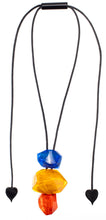 Load image into Gallery viewer, PRUE by ZSISKA Rock Candy 3-Bead Adjustable Pendant — Blue, Amber &amp; Orange
