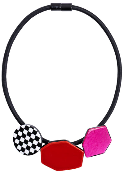 PRUE by ZSISKA Checkmate 3-Bead Necklace - Crimson & Rose