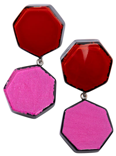 PRUE by ZSISKA Checkmate 2-Bead Earrings - Crimson & Rose