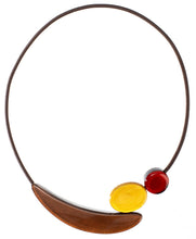 Load image into Gallery viewer, PRUE by ZSISKA Libra 3-Bead Magnet Necklace — Red, Gold &amp; Brown
