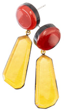 Load image into Gallery viewer, PRUE by ZSISKA Libra 2-Bead Pin Earrings — Red, Gold &amp; Brown
