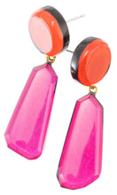 Load image into Gallery viewer, PRUE by ZSISKA Libra 2-Bead Pin Earrings — Orange, Pink &amp; Red
