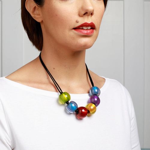 Colourful Beads Necklace - Winter Spectrum - 6 Beads - ZSISKA