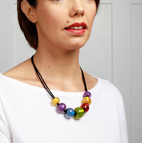 Colourful Beads Necklace - Winter Spectrum - 7 Beads - ZSISKA